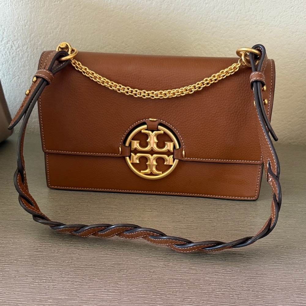Tory Burch Brown Leather Fleming Shoulder Bag
